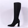 Pedro Anton Glasgow Knee High Heel Boot - Black Suede